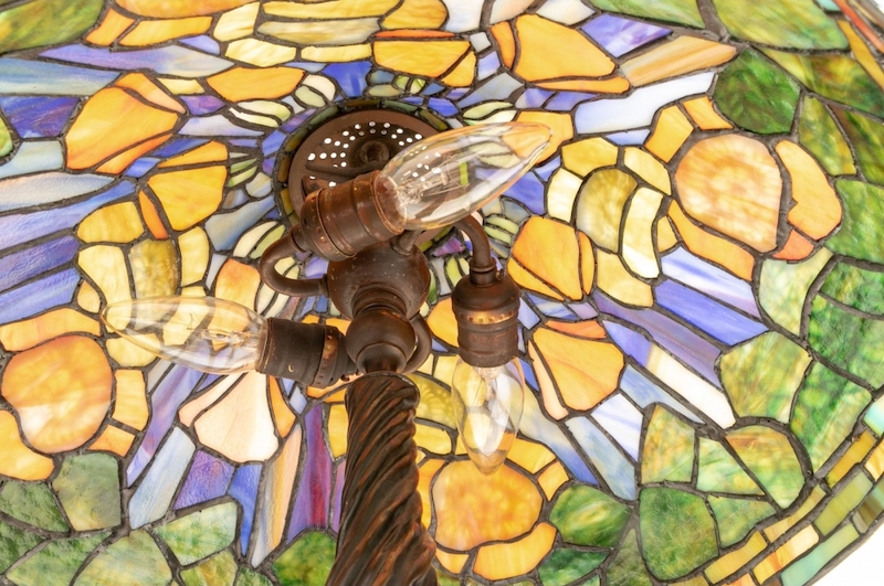 The varieties and depth of colors of the glass used in Tiffany Studios lampshades are vast.